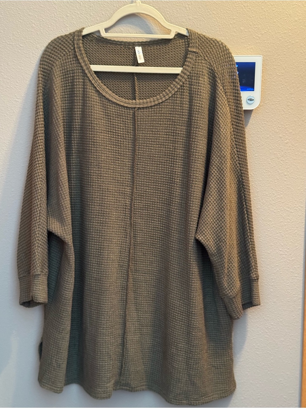 Women's Olive Waffle-Knit Sweater Tunic